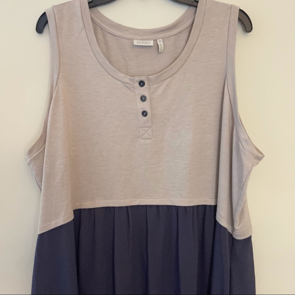 LOGO by Lori Goldstein Gray and Navy High Low Dress - Picture 9 of 10